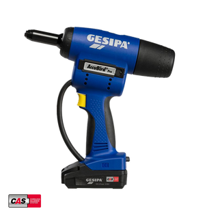 Gesipa Accubird ® PRO CAS 18V/2.0 Ah Rivet Tool Kit - Includes: 2 x Battery Packs & Charger, 7.7mm Bulb-Tite Nose Assembly